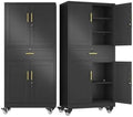 winiowa 71" Tall Metal Garage Storage Cabinet with Wheels and Locking Doors, Locking Rolling Tool Cabinet with Drawer and 3 Adjustable Shelves for Garage,Home,Office-Black