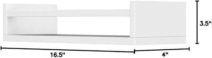Onlysky Set of 4 Wall-Mounted Kid's Bookshelf - White Floating Nursery Book Shelves - Durable Wood Construction - Ideal for Nursery Decor, Kids Room, Toy Storage