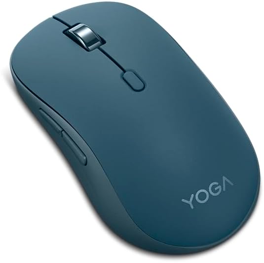 Lenovo Yoga Bluetooth Silent Mouse, 3 Level DPI Adjustment, 36 Month Battery Life, Bluetooth 5.3, 3 Device Paring, Whisper Quiet, Programmable Buttons, Smooth Finish, Tidal Teal