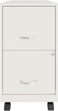 Pemberly Row 2-Drawer Mobile Vertical Filing Cabinet, 18in Metal, Pearl White Finish, Lockable Storage, Letter-Size File Drawer, Smooth Glide Suspension, Compact Office Furniture with Casters