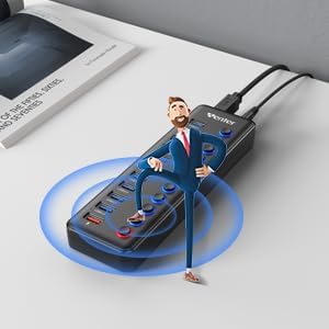 Powered USB Hub, Wenter 11-Port USB Splitter Hub (10 Faster Data Transfer Ports+ 1 Smart Charging Port) with Individual LED On/Off Switches, USB Hub 3.0 Powered with Power Adapter for Mac, PC