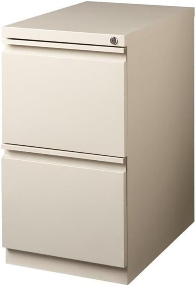 Pemberly Row 2 Drawers 27.75" Vertical Beige Metal Filing Cabinet Lockable Pre-Assembled Stationary Letter Size for Home, Office