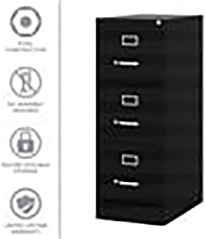 UrbanPro 3 Drawers 40.19" Vertical Black Metal Filing Cabinet Lockable Pre-Assembled Stationary Letter Size for Home, Office