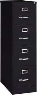 Pemberly Row 4-Drawer Metal Filing Cabinet, 26.5" Deep, Letter Width, Black Finish, Commercial Grade, Vertical Design, Lockable, Durable Steel Construction, Ball-Bearing Slides for Office or Business
