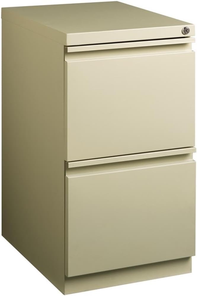 Pemberly Row 2 Drawers 27.75" Vertical Beige Metal Filing Cabinet Lockable Pre-Assembled Stationary Letter Size for Home, Office