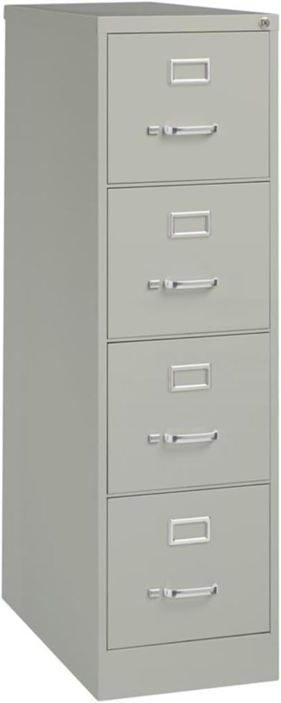 Pemberly Row 4 Drawers 52" Vertical Light Gray Metal Filing Cabinet Lockable Pre-Assembled Stationary Letter Size for Home, Office