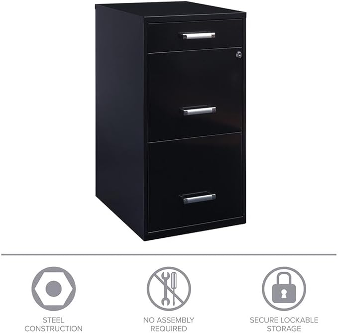 Scranton & Co Set of 2 18" D 3-Drawer Metal Filing Cabinet with Pencil Drawer