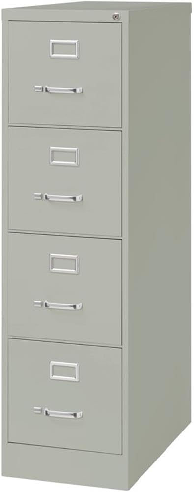 Pemberly Row 4 Drawers 52" Vertical Light Gray Metal Filing Cabinet Lockable Pre-Assembled Stationary Letter Size for Home, Office
