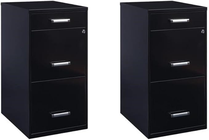 Scranton & Co Set of 2 18" D 3-Drawer Metal Filing Cabinet with Pencil Drawer