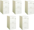 Pemberly Row Set of 5 Metal 3-Drawer Pearl White File Cabinet with Pencil-Drawer