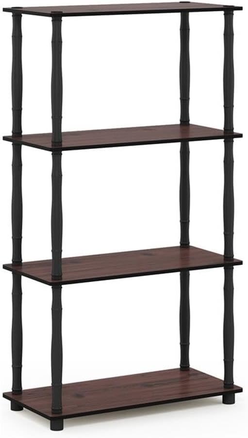 Furinno Turn-N-Tube 4-Tier Multipurpose Shelf Display Rack, Classic Tubes, Dark Cherry/Black