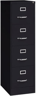 Scranton & Co 22" 4-Drawer Metal Letter Width Vertical Filing Cabinet in Black, Lockable, Sturdy Steel Construction, Office or Home Use, Durable Letter Size File Storage