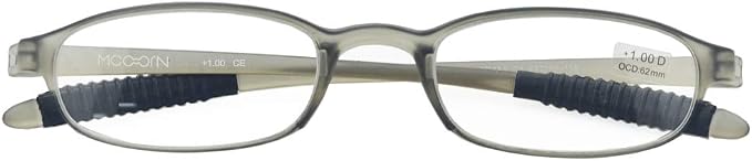 Grey Flexible Plastic 1.25 Diopters Reading Glasses,Lightweight Readers for Men and Women
