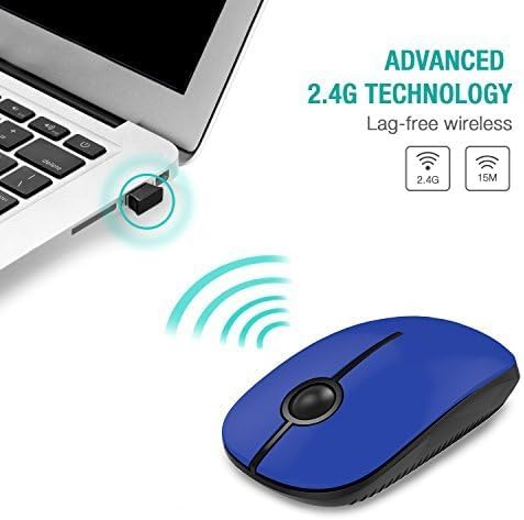 VssoPlor Wireless Mouse, 2.4G Slim Portable Computer Mice with Nano Receiver for Notebook, PC, Laptop, Computer-Black Blue