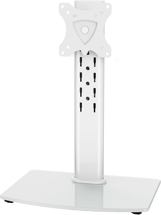 MOUNT PRO Single Monitor Stand Fits Max 32 inch Screen, Free-Standing Computer Desk Stand, Display Mount with Height Adjustable, Swivel, Tilt, Rotation, VESA Monitor Stand 100x100, White