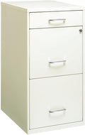 Pemberly Row 3 Drawers 27.32" Vertical White Metal Filing Cabinet Lockable Pre-Assembled Stationary Letter Size for Home, Office