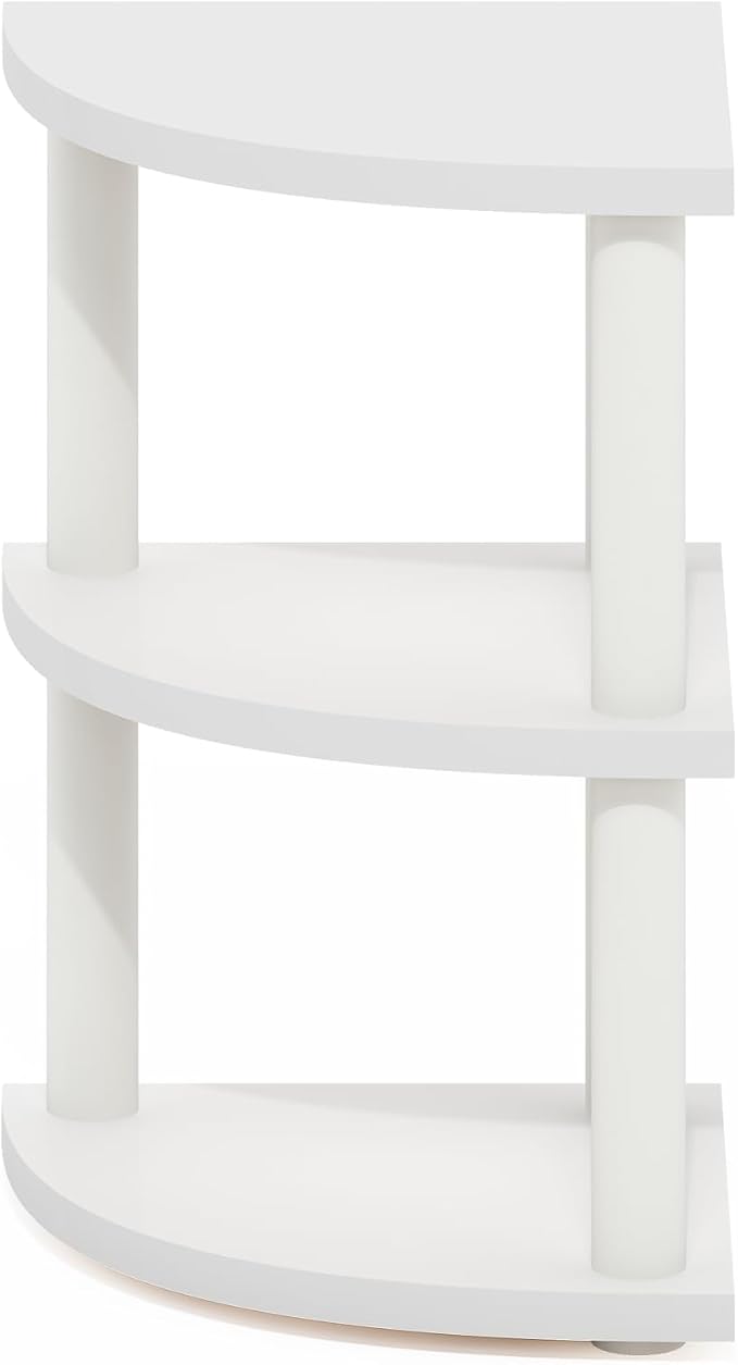Furinno Turn-N-Tube Kitchen Countertop Organizer, 3-Tier Corner Countertop Organizer Shelf, Corner Shelf, for Kitchen, Pantry, Organizers and Storage, White