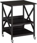 VENNQD 23.6 x 23.6 x 30.3 Inches Printer Stand, Large Printer Table with Adjustable Middle Shelf, Rolling Printer Cart with Wheels, 3 Tier Printer Table for Home Office Living Room Scanner Fax, Black