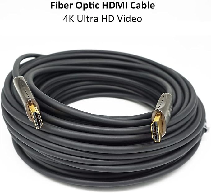 DTECH Ultra Slim 200 Feet Fiber Optic HDMI 2.0 Cable 4K 60Hz 18Gbps for in-Wall Installation 200ft Projector Laptop Computer Monitor TV (61 Meters)