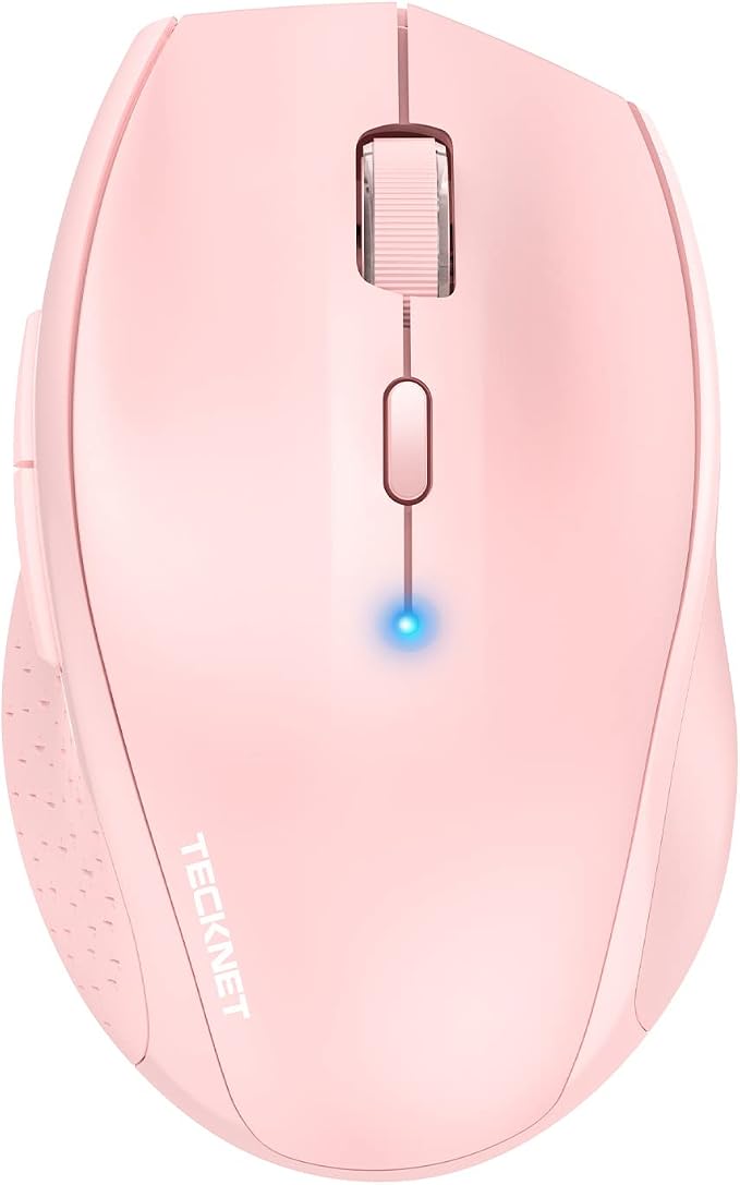 TECKNET Bluetooth Mouse, 4800 DPI Wireless Mouse, 2-Year Battery 6 Adjustable DPI, 6 Buttons Compatible with Laptop/Windows/Computer - Pink