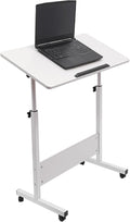 Small Mobile Standing Desk, 31" L×16" W Mobile Office Table, Rolling Laptop Table with 180° Flip, 32-47in Adjustable Height Desk for Small Spaces Home Offices