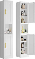 pozdeg 67" Tall Narrow Storage Cabinet Metal Bathroom Cabinet with 2 Doors & 4 Adjustable Shelves, Standing Pantry Cabinets Cupboard for Kitchen, Dining Room, Living Room and Bathroom (White)
