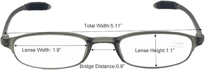 Lightweight Reading Glasses Grey Frame,Flexible(Memory Plastic) Readers, Men and Women