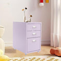 3-Drawer Mobile File Cabinet, Metal Filing Storage Cabinet with Wheels Small Nightstand Under Desk Organizer for Home Office (Purple)