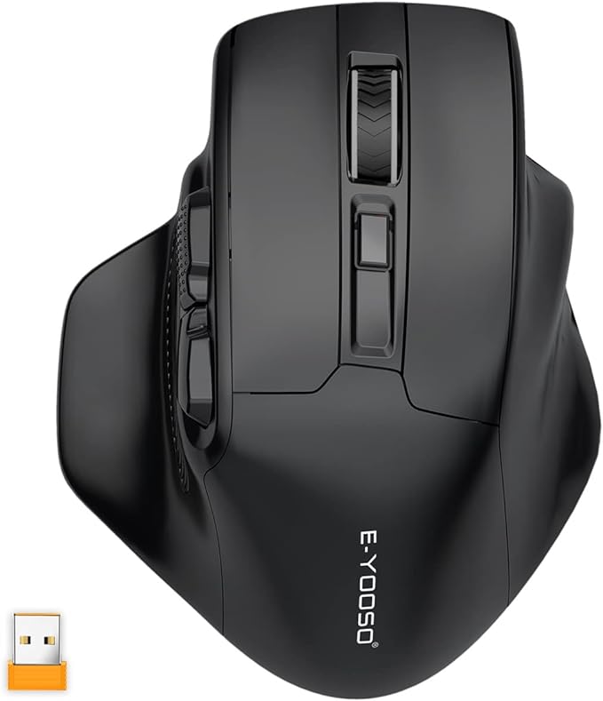 E-YOOSO Large Wireless Mouse for Big Hands, X-31 Cordless Ergo Computer Mouse, 6 Buttons, 5-Level 4800 DPI, 18 Months Battery Life, for Laptop, PC, Chromebook (Black)