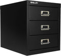 Bisley 3-Drawer Steel MultiDrawer Cabinet - Black | Chrome Pull Handles with Label Holders, Powder-Coated Steel, Removable Drawers, Desktop Storage, Labels Included