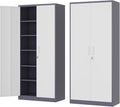 Fesbos Metal Storage Cabinet-72” Tall Steel File Cabinets with Lockable Doors and 5 Adjustable Shelves-Gray&White Steel Storage Cabinet for Home, School, Office, Garage
