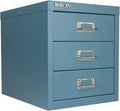 Bisley 3-Drawer Steel MultiDrawer Cabinet - Doulton Blue | Chrome Pull Handles with Label Holders, Powder-Coated Steel, Removable Drawers, Desktop Storage, Labels Included
