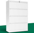 Lateral File Cabinet 4 Drawer, Metal File Cabinets for Home Office Legal/Letter A4 Size, File Cabinet with 4 Lock, Require Assembly, White