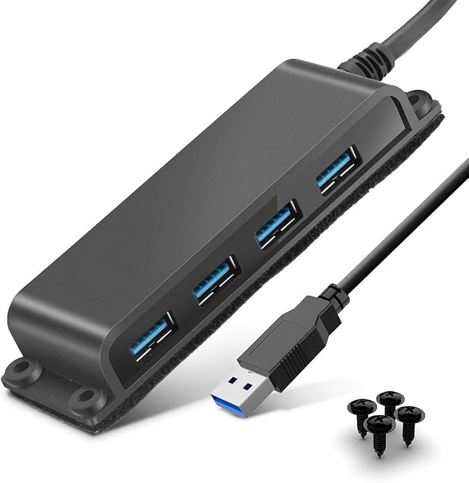 4-Port USB 3.0 Portable Desk Hub,Fixable USB Data Hub 3.0 with 3.3ft/100CM Cable for MacBook, Mac Pro/Mini, iMac, XPS, Surface Pro, Notebook PC, USB Flash Drives, Mobile HDD,Computer and More
