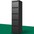 5 Drawer File Cabinet with Lock, Vertical File Cabinet with Lock, Locking File Cabinet Hanging Files for A4/ Legal/Letter, Require Assembly, Black