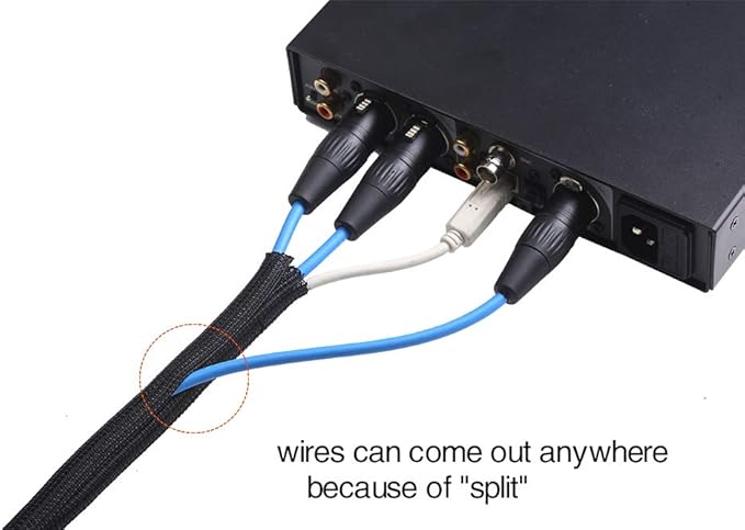Alex Tech 25ft - 1 inch Cord Protector Wire Loom Tubing Cable Sleeve Split Sleeving For USB Cable Power Cord Audio Video Cable – Protect Cat From Chewing Cords - Black