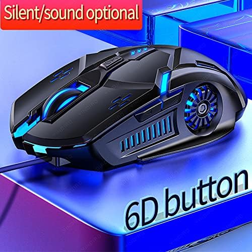 Gaming Mouse Wired,6 Buttons, 4 Adjustable DPI Up to 3200 DPI, 7 Circular & Breathing LED Light, Multifunction Wired Mouse Used for Games and Office (Black)
