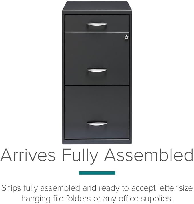 Pemberly Row Set of 18 Contemporary 3-Drawer Metal File Cabinet in Charcoal