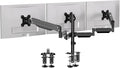 Pholiten Triple Monitor Mount for Desk, 2 Gas Spring Monitor Arms for 17-32 inches Screen, Fully Adjustable Heavy Duty Monitor Mount with Clamp & Grommet Mounting, Each Arm Holds 22 lbs