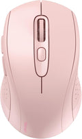 TECKNET Bluetooth Mouse (BT 5.0/3.0+2.4Ghz), 6-Level 4000 DPI Wireless Mice for Laptop, 2-in-1 Ergonomic Computer Portable PC Mouse, Silent Mouse with USB Receiver for Windows/Mac/PC/Notebook-Pink