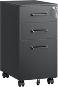 Letaya 3 Drawer Mobile File Cabinet with Lock,Under Desk Metal Filing Cabinets for Home Office Organizer,Small Rolling Printer Stand with Wheels,for Letters/Legal/A4(Assembly Required) (Black)