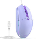 TECKNET Wired Mouse - USB Corded Mouse with RGB Backlit Full Size Optical Silent Mouse with Side Buttons,LED Plug and Play Wired Connection Office Mice for Desktop,PC,Laptop