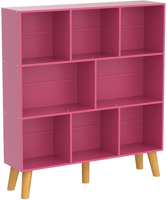LEYAOYAO Bookshelf,3 Tier Book Shelf with Legs,Pink Modern Bookshelf,Large Freestanding Open Modern Bookshelves,Display Bookcases Decor Furniture for Nursery
