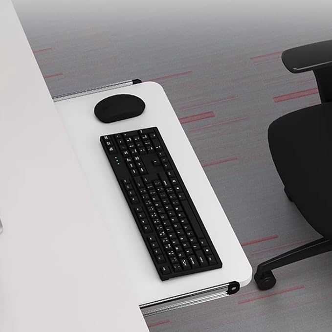 Keyboard Tray Under Desk Slide 24" 28", Pull Out Keyboard Drawer Ergonomic Keyboard Shelf, Hidden Computer Drawer Underdesk(Walnut,60 * 24cm)