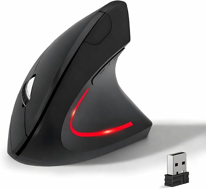 Wireless Ergonomic Mouse, 2.4G Wireless Vertical Ergo Mouse, 800/1200/1600 Adjustable DPI,6 Buttons Ergonomic Mouse for Laptop/MacBook/PC/Desktop-Black
