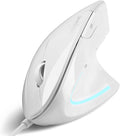 Perixx PERIMICE-513W Wired Ergonomic USB Mouse - 6 Buttons with 1000/1600 DPI - Vertical Right-Handed Design - White (Pack of 2)