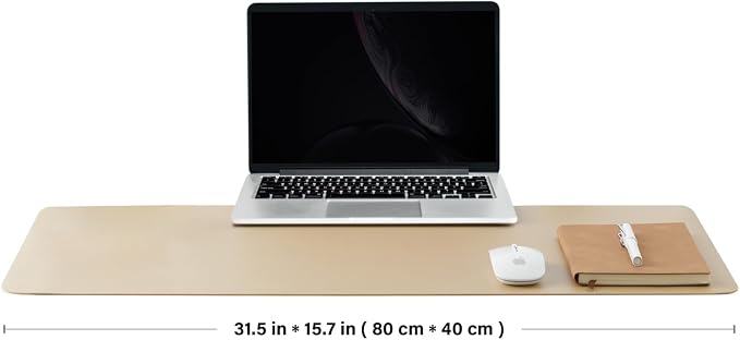 HOMIEAZICOZI Leather Desk Mat - Non-Slip PU Pad for Office and Home Organization Accessories Ideal Large Mouse Mats on Top of Desks (Champagne Gold,31.5''x 15.7'') (DPD-CG-M)