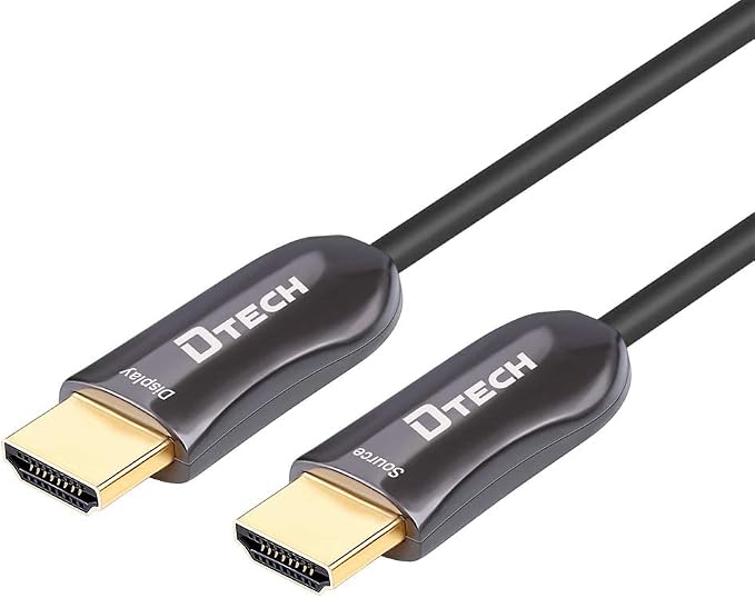 DTECH 328 Feet Fiber Optic HDMI Cable 4K 60Hz Slim Extra Long HDMI Cord HDCP 2.2 UHD 18Gbps in Wall Installation for Monitor Projector Ultra HD Gaming (100m, Black)