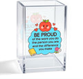 Be Proud of The Work You Do Acrylic Organizer Pencil Pen Holder, Motivational Empowerment Gifts for Women Mom Aunt, Thank You Retirement New Job Gifts for Social Worker Coworker Teacher Boss