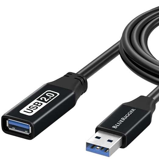 BlueRigger 2.0 USB Extension Cable 3FT (USB Extender Cord, 480 Mbps, Male to Female) Short USB Extension Cord for Webcam, VR Headset, Printer, Hard Drive, Keyboard, Mouse